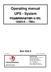 Jovyatlas Powermaster ? Series Operating Manual
