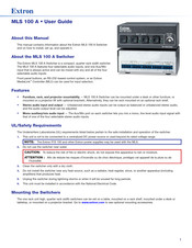 Extron electronics MLS 100 A User Manual