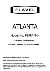 Flavel Atlanta FBFR MN Series Installation And Maintenance Instructions Manual