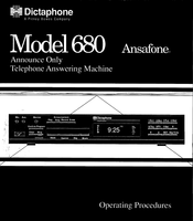 Dictaphone Ansafone 680 Operating Procedures Manual