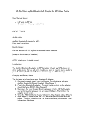 Jaybird JB-BA-100m User Manual
