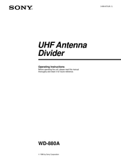 Sony WD-880A Operating Instructions Manual