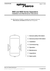 Spirax Sarco 9800 Series Installation And Maintenance Instructions Manual