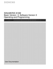 Siemens SINUMERIK 810M Operating And Programming Manual