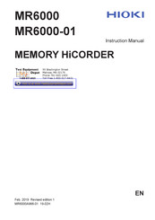 Hioki Memory HiCorder MR6000-01 Instruction Manual