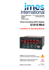 IMES S1010 Mk4 Installation & Operating Manual