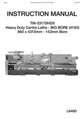 Hafco TM-33170HDX Instruction Manual