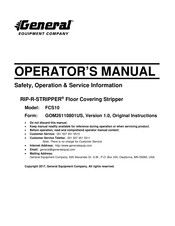General RIP-R-STRIPPER FCS10 Operator's Manual