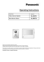 Panasonic VL-MV74 Manuals | ManualsLib