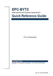 Avalue Technology EPC-BYT2 Quick Reference Manual