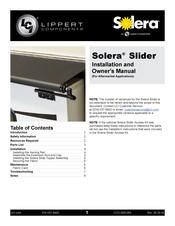 Lippert Components Solera Slide Topper Installation And Owner's Manual