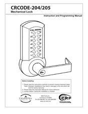 Cal-Royal CRCODE-204 Instruction And Programming Manual