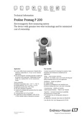 Endress+Hauser Proline Promag P 200 Technical Information