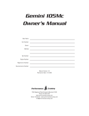 Performance Cruising Gemini 105Mc Owner's Manual