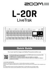 Zoom LiveTrak L-20R Quick Manual
