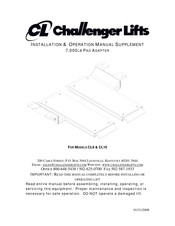 Challenger Lifts Versymmetric CL9 Installation & Operation Manual Supplement