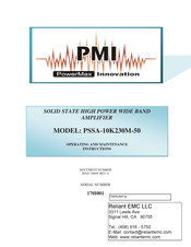 PMI PSSA-10K230M-50 Operating And Maintenance Instructions Manual