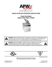 APW Wyott CTCW-43 Installation And Operating Instructions Manual