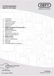 Defy SLIMLINE VITROCERAMIC HOB Instruction Manual