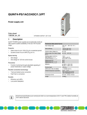 Phoenix Contact QUINT4-PS/1AC/24DC/1.3/PT Datasheet
