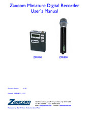Zaxcom ZFR100 User Manual