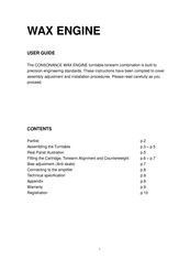 Opera Audio CONSONANCE WAX ENGINE User Manual