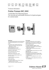 Endress+Hauser Proline Promass 84F Technical Information