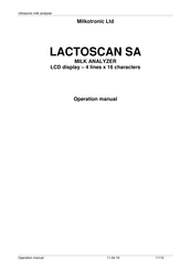 Milkotronic LACTOSCAN SA Operation Manual
