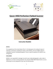Epson V850 Instruction Booklet