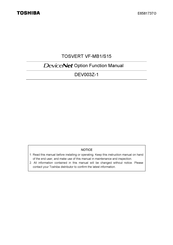 Toshiba DeviceNet DEV003Z-1 Function Manual