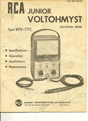 RCA VoltOhmyst WV-77C Specifications, Operation, Applications, Maintenance