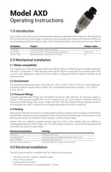 Setra Systems AXD Operating Instructions