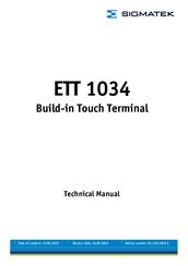 Sigmatek ETT 1034 Technical Manual