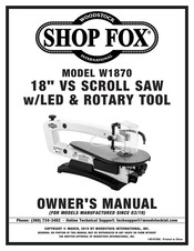 Woodstock Shop Fox W1870 Owner's Manual