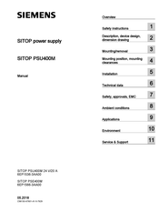 Siemens SITOP PSU400M Manual