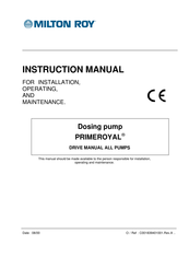 Milton Roy PRIMEROYAL Instruction Manual