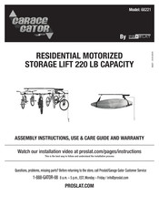 Proslat Garage Gator 68221 Assembly Instructions, Use & Care Manual And Warranty