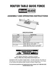 Harbor Freight Tools 46499 Assembly And Operating Instructions