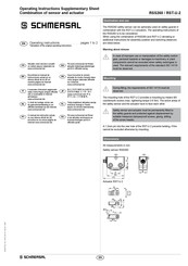 schmersal RSS260 Operating Instructions Supplementary Sheet