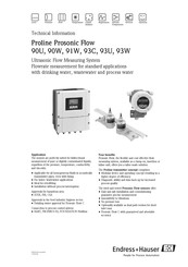 Endress+Hauser Proline Prosonic Flow 91W Technical Information