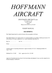 Hoffman DIMONA H 36 Flight Manual