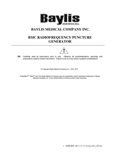 Baylis Medical RFP-100A Instructions For Use Manual
