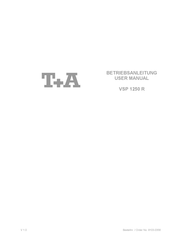T+A VSP 1250 R User Manual