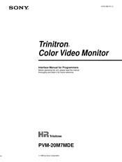 Sony HR Trinitron PVM-20M7MDE Interface Manual For Programmers