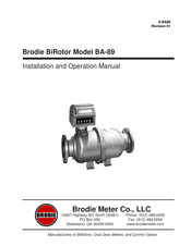 Brodie BiRotor BA-89 Installation And Operation Manual