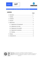Orbinox MP User's Manual And Maintenance Manual