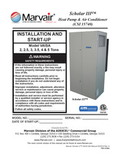Marvair Scholar III VAISA Installation And Start-Up Instructions Manual