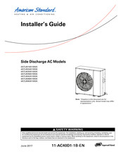 Ingersoll Rand American Standard 4A7L6042A1000A Installer's Manual