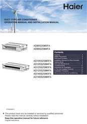 Haier AD140S2SM4FA Operation Manual And Installation Manual