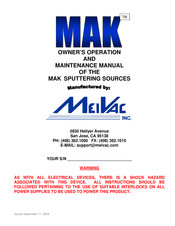 MeiVac MAK 1.3 inch Owner's Operation And Maintenance Manual